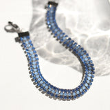 Mermaid Blue 3-Row Full Zircon Chain Bracelet For Women, Titanium Steel Jewelry Bracelet AL1013