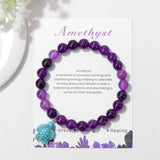 Sea Turtle Charm Bracelet Amazon Turquoise Amethyst Stone 8mm Beads Stretch Bracelet For Men For Women AL1016