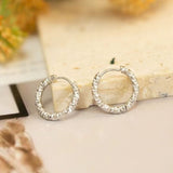 Circle Round Faceted Hoop Earrings, Gold Titanium Stainless Steel Ear Clips AL1020