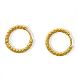 Circle Round Faceted Hoop Earrings, Gold Titanium Stainless Steel Ear Clips AL1020