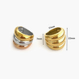 Tricolor Titanium Stainless Steel 3-Layer Smooth Gold Band Ring in 18K Gold Plated AL1021