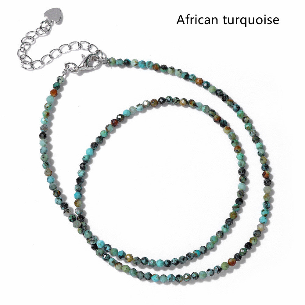 13” Skinny Silver Plated 2mm Natural Stone Faceted Beaded Choker Necklace, Rainbow Gemstone Crystal Jewelry Necklace AL1024