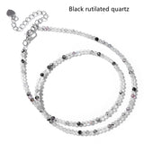 13” Skinny Silver Plated 2mm Natural Stone Faceted Beaded Choker Necklace, Rainbow Gemstone Crystal Jewelry Necklace AL1024