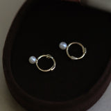 S925 Sterling Silver 3mm Shell Pearl Small Hoop Earrings in 14K Gold Plated, Fashion Jewelry For Women AL1025