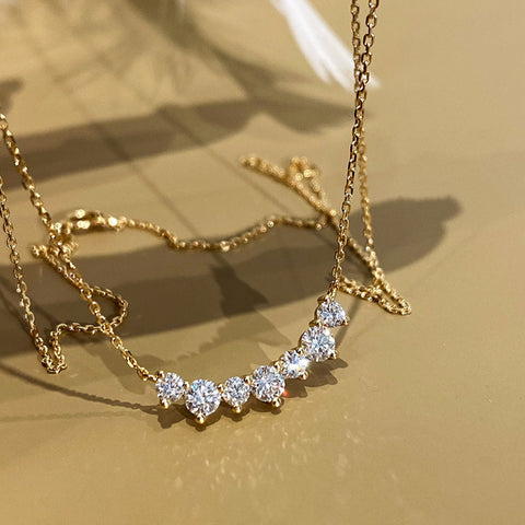 18" Dainty Smile Zircon Pendant Necklace S925 Silver CZ Necklace, 18K Gold Plated Jewelry AL1026