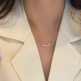 18" Dainty Smile Zircon Pendant Necklace S925 Silver CZ Necklace, 18K Gold Plated Jewelry AL1026