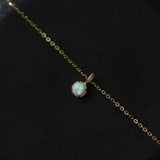 S925 Silver Opal Charm Pendant in 14K Gold Plated, Tiny Small Round Opal Charm AL1029