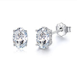 Danity 0.5CT Oval Cut Moissanite Diamond Studs Earring, CZ Micro Pave Side, S925 Sterling Silver Jewelry Earrings AL1032