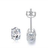 Danity 0.5CT Oval Cut Moissanite Diamond Studs Earring, CZ Micro Pave Side, S925 Sterling Silver Jewelry Earrings AL1032