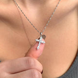 16" S925 Sterling Silver CZ Cross Pendant Necklace, Fashion Zircon Cross Necklace Jewelry AL1033