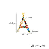 Gold Plated Rainbow Zircon Blue Howlite 26 Letter Pendants, CZ Micro Pave Letter Jewelry Making AL1037