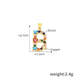 Gold Plated Rainbow Zircon Blue Howlite 26 Letter Pendants, CZ Micro Pave Letter Jewelry Making AL1037