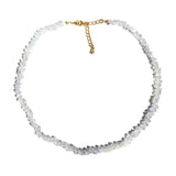 15" Glistening White Quartz Faceted Beaded Necklace, Clear Crystal Chip Beads Women's Necklace AL1043