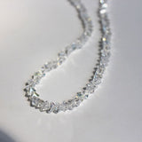 15" Glistening White Quartz Faceted Beaded Necklace, Clear Crystal Chip Beads Women's Necklace AL1043