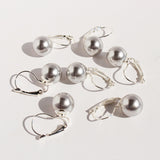 Gold Plated Diamond-Pattern Hoop Silver Gray & White Pearl Earrings, Daily Wear, Lady Fashion Jewelry AL1044