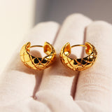 Gold Plated Brass Diamond-Pattern Hoop Earrings, Cross Earring, Lady Fashion Jewelry AL1045