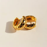 Gold Plated Brass Diamond-Pattern Hoop Earrings, Cross Earring, Lady Fashion Jewelry AL1045