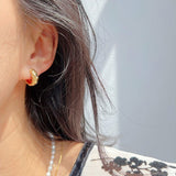 Gold Plated Brass Diamond-Pattern Hoop Earrings, Cross Earring, Lady Fashion Jewelry AL1045