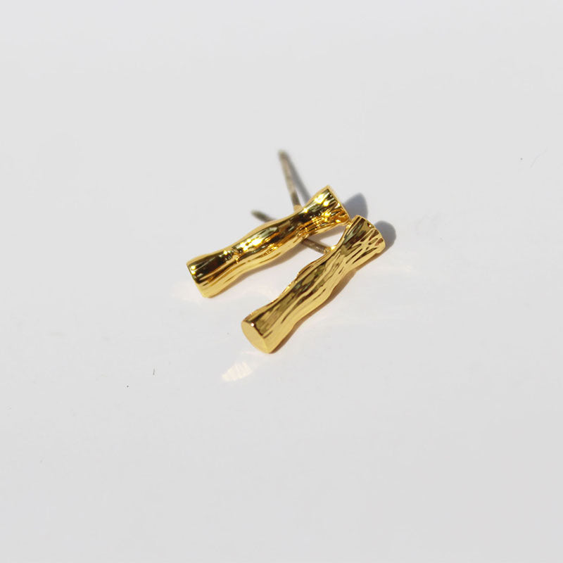 Gold Plated Letter Studs, 925 Sterling Post, Letter Bamboo Stud Earrings, Simple Fashion Jewelry AL1049