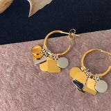 Gold Plated Multi Slice Hoop Earrings, Tiny Charms Earrings, Stainless Steel Waterproof Jewelry AL1052