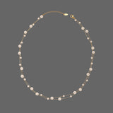 16" Big & Small White Pearl Beads Twist Double-Layer Rosary Necklace, Stainless Steel Bridesmaid Jewelry Necklace AL1056