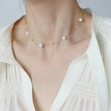 Pretty White Pearl Beads & Gold Beads Choker Necklace, Stainless Steel Pearl Jewelry Necklace AL1057