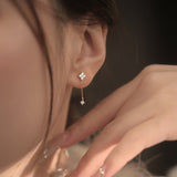 Four Leaf Clover Tassel CZ Studs Zircon Earring, S925 Sterling Silver Post, Fashion Dangle Earrings AL1060