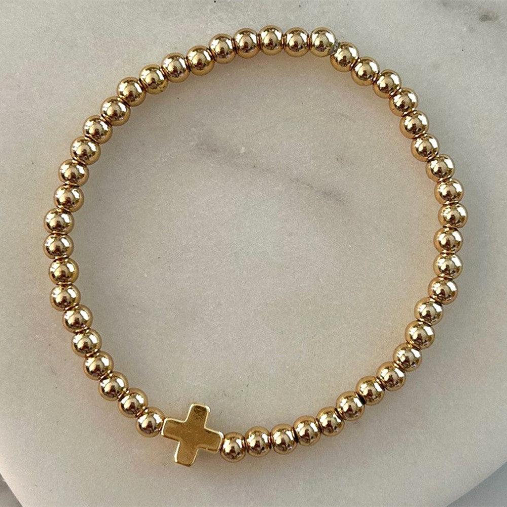 Gold Hematite Cross and outlet Pearl Bracelet