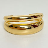 Gold Plated Irregular Smooth Open Bangle Bracelet, Double-Layer Wide Band Bracelet Cuff AL1072