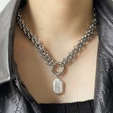 Exaggerated Braided Thick Gold Chain with Baroque Natural Freshwater Pearl Pendant Necklace AL1073