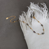 Starry Sky Blue Miyuki & Gold Beads Necklace/Bracelet, Vintage Style Jewelry, Titanium Stainless Steel Necklace AL1075