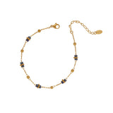 Starry Sky Blue Miyuki & Gold Beads Necklace/Bracelet, Vintage Style Jewelry, Titanium Stainless Steel Necklace AL1075