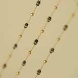 Starry Sky Blue Miyuki & Gold Beads Necklace/Bracelet, Vintage Style Jewelry, Titanium Stainless Steel Necklace AL1075