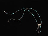 Blue Beads Silver Butterfly Tassel Necklace, Titanium Steel Waterproof Jewelry Necklace AL1085