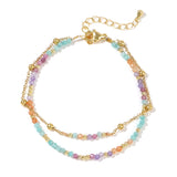 Bohemian Rainbow Natural Stone Faceted Beaded Double Layer Bracelet, Handmade Boho Jewelry AL1092