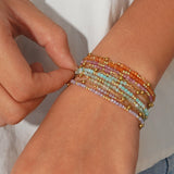 Bohemian Rainbow Natural Stone Faceted Beaded Double Layer Bracelet, Handmade Boho Jewelry AL1092