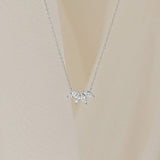 16" Dainty S925 Sterling Silver Four-Leaf CZ Necklace Zircon Leaf Necklace AL1096