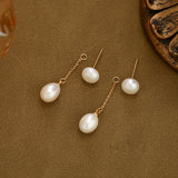 Baroque Fresh Water Pearl Dangle Stud Earrings, S925 Silver Post, Boho Jewelry AL1099