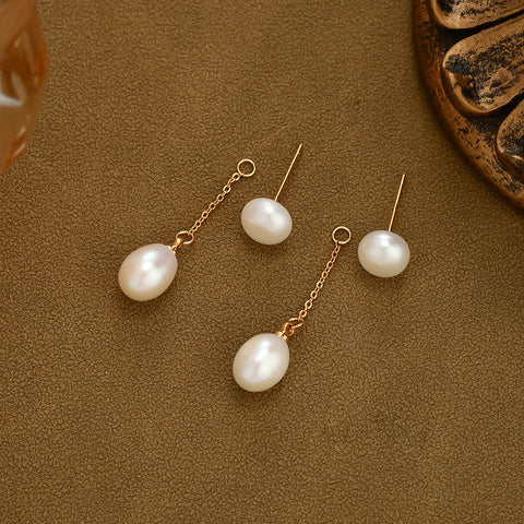 Baroque Fresh Water Pearl Dangle Stud Earrings, S925 Silver Post, Boho Jewelry AL1099