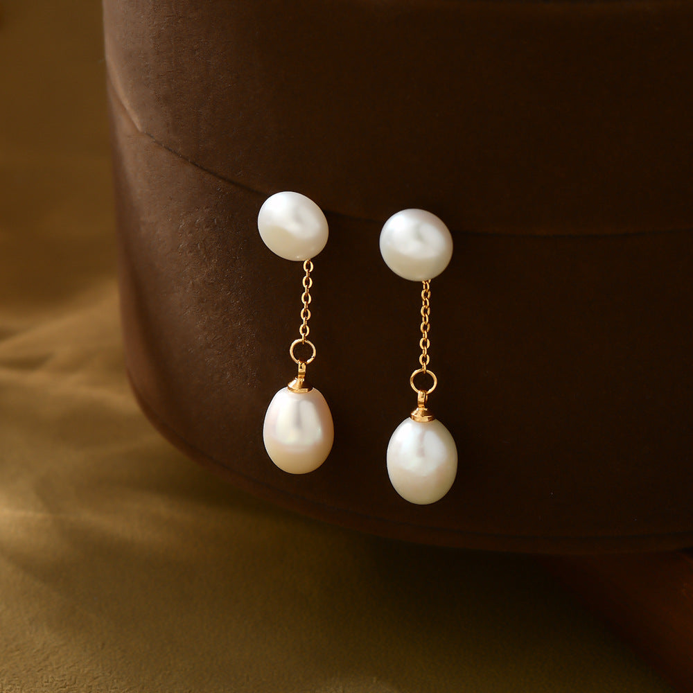 Baroque Fresh Water Pearl Dangle Stud Earrings, S925 Silver Post, Boho Jewelry AL1099