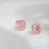 Geometric Sugar Cube Zircon Stud Earrings CZ Micro Pave Studs, S925 Silver Post, Fashion Simple Jewelry AL1107