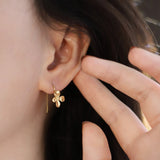 Gold Stainless Steel Small Flower Hook Earrings, Sample Flower Earrings AL1110