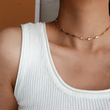 Gold Stainless Steel Small Cross Chain Choker Necklace, Simple Fashion Jewelry AL1111