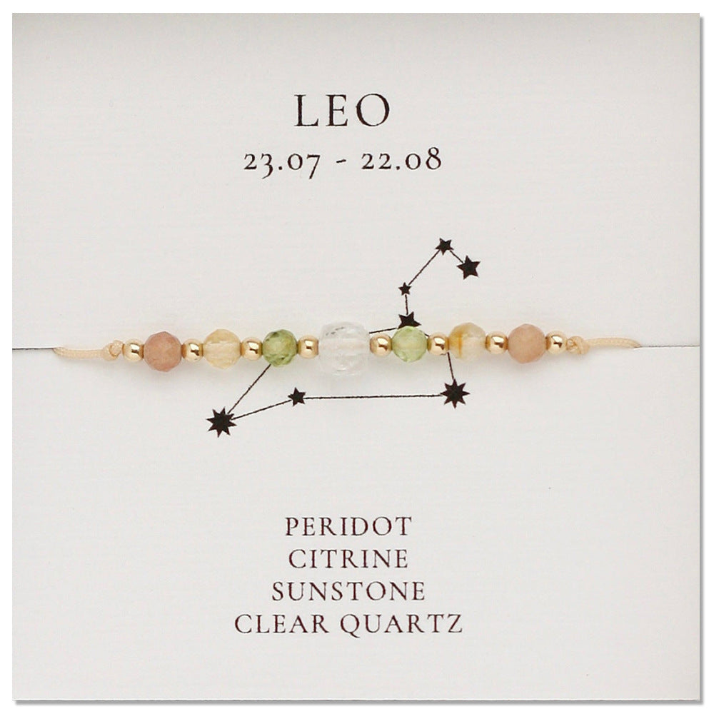 Bohemian Skinny Multi Natural Stones Beads Zodiac Bracelet With Gift Card, 12 Constellation Bracelet, Friendship Bracelet, Handmade Jewelry AL1116