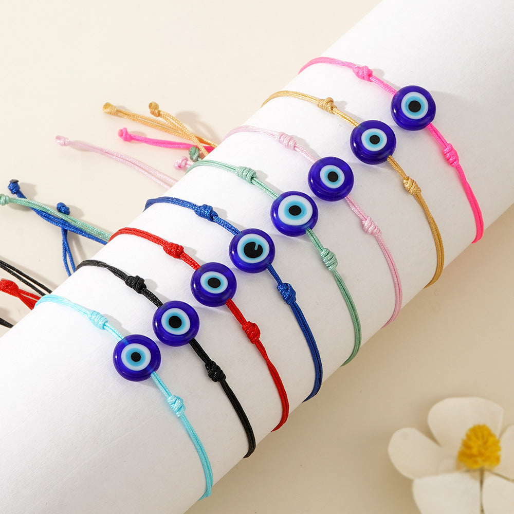 Minimalist Colorfuled Cord Evil Eye Bracelet, Adjustable, Hadmade Boho Jewelry Bracelet AL1119