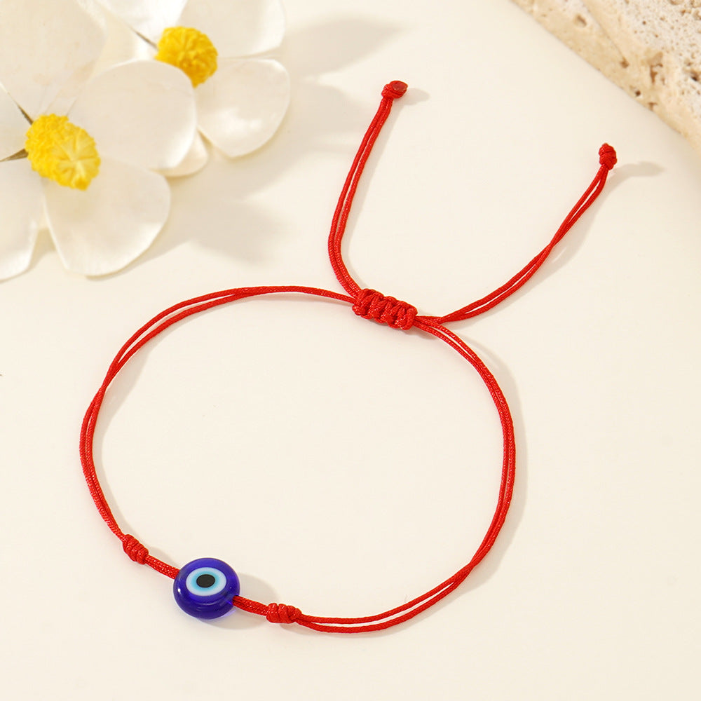 Minimalist Evil Eye Bracelet With Teacher Gift Card, Black and Red Cord, Adjustable, Hadmade Boho Bracelet AL1118