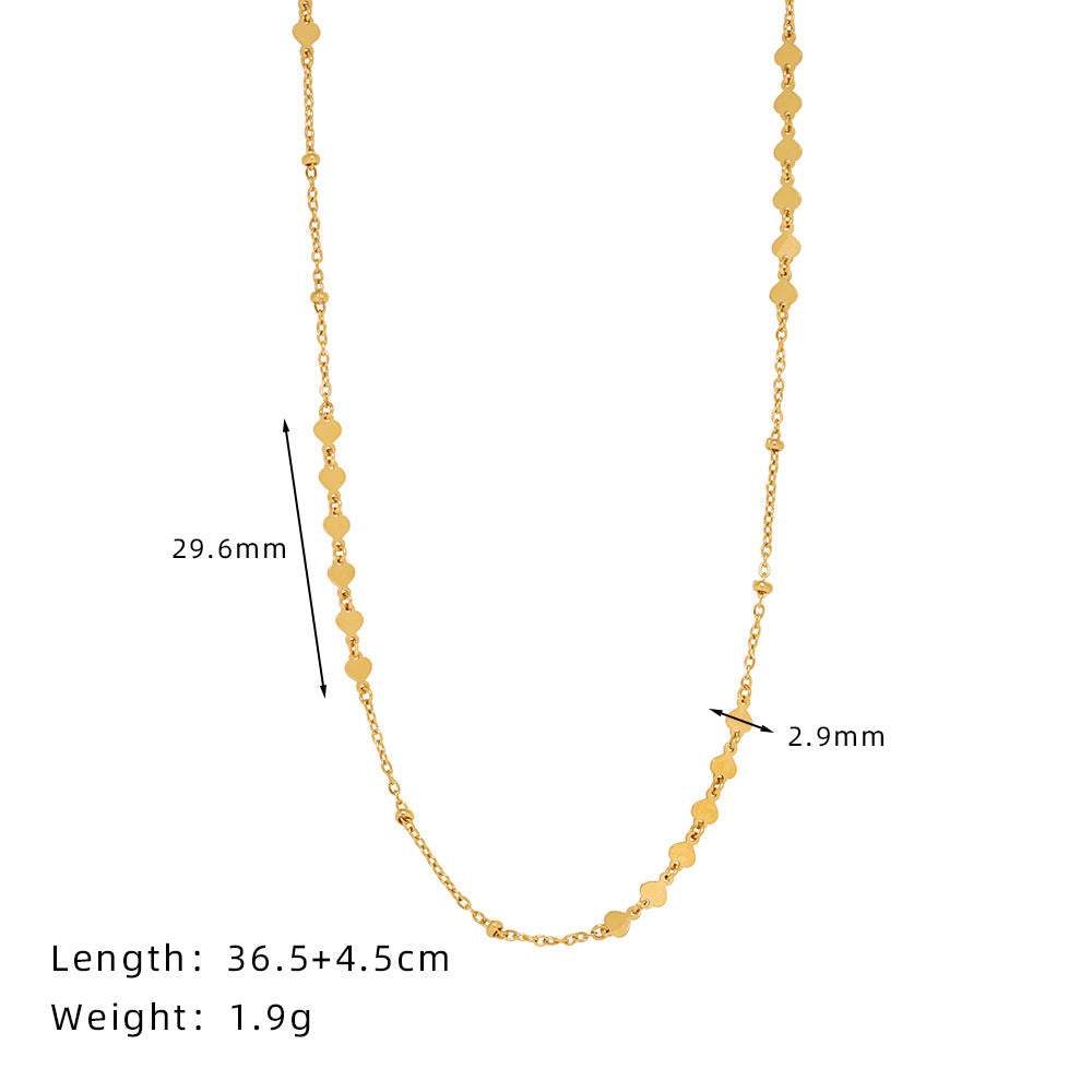 14" Gold Bling Heart Slice Chain Choker Necklace, Stainless Steel Plated 18K Gold, Simple Fashion Jewelry AL1121