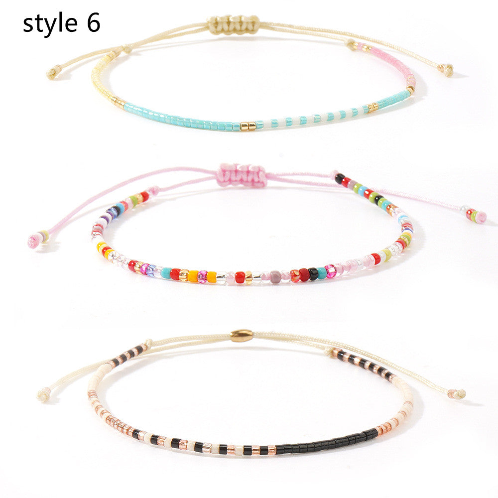 3 Pcs/Set Bohemian Skinny Rainbow Miyuki Beads Bracelet, Friendship Bracelet, Handmade Boho Jewelry AL1127