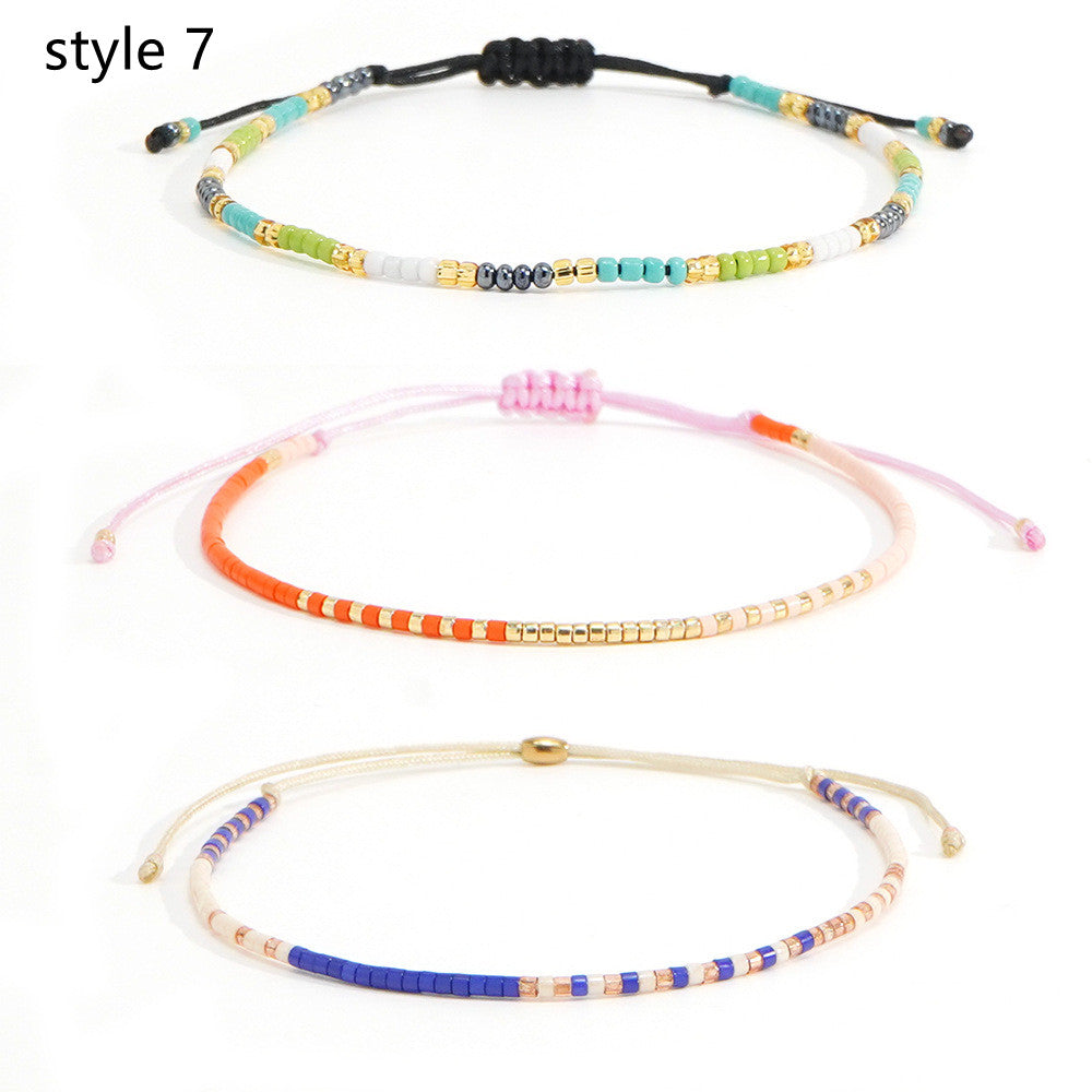 3 Pcs/Set Bohemian Skinny Rainbow Miyuki Beads Bracelet, Friendship Bracelet, Handmade Boho Jewelry AL1127