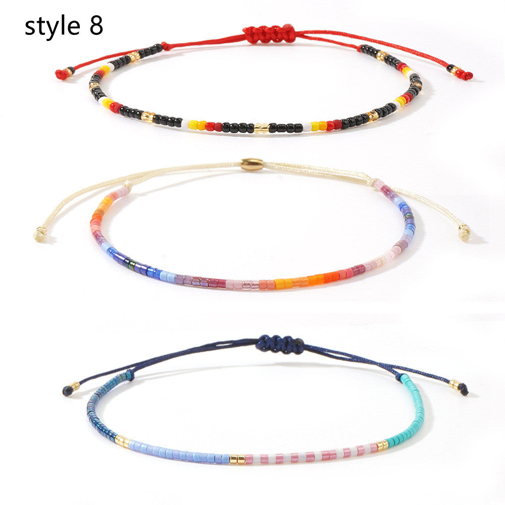 3 Pcs/Set Bohemian Skinny Rainbow Miyuki Beads Bracelet, Friendship Bracelet, Handmade Boho Jewelry AL1127